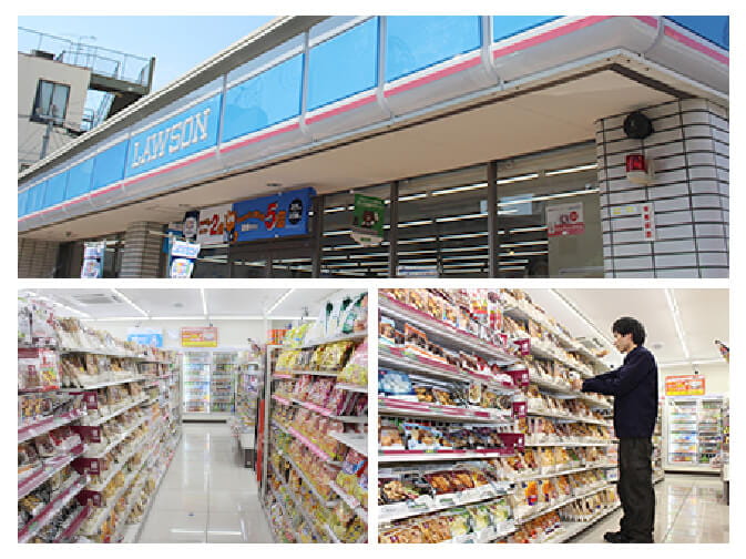 LAWSON本陣駅前店の外観と店内の様子